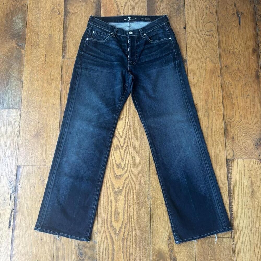 7-for-all-mankind Men's Navy and Blue Jeans